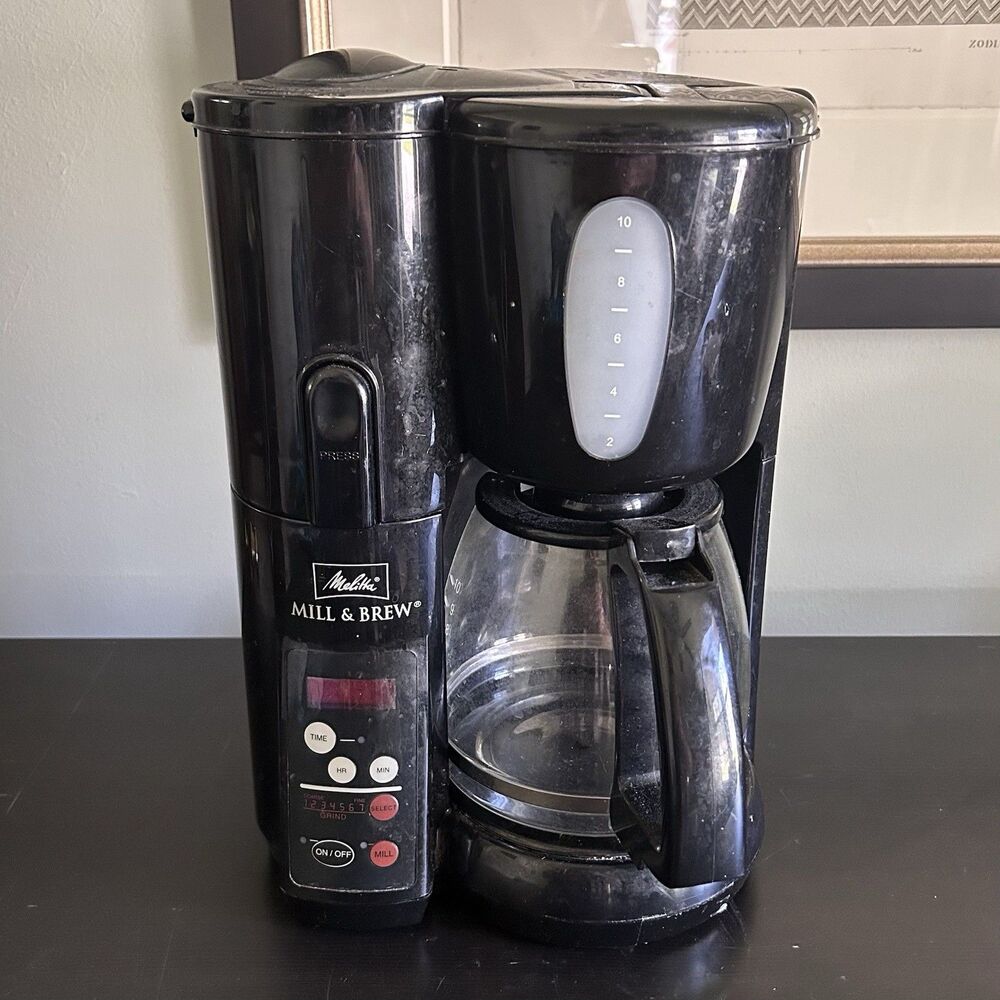 Melitta MEMB1 10 Cup Mill & Brew Coffee Maker  w/ Grinder Works Clean Tested
